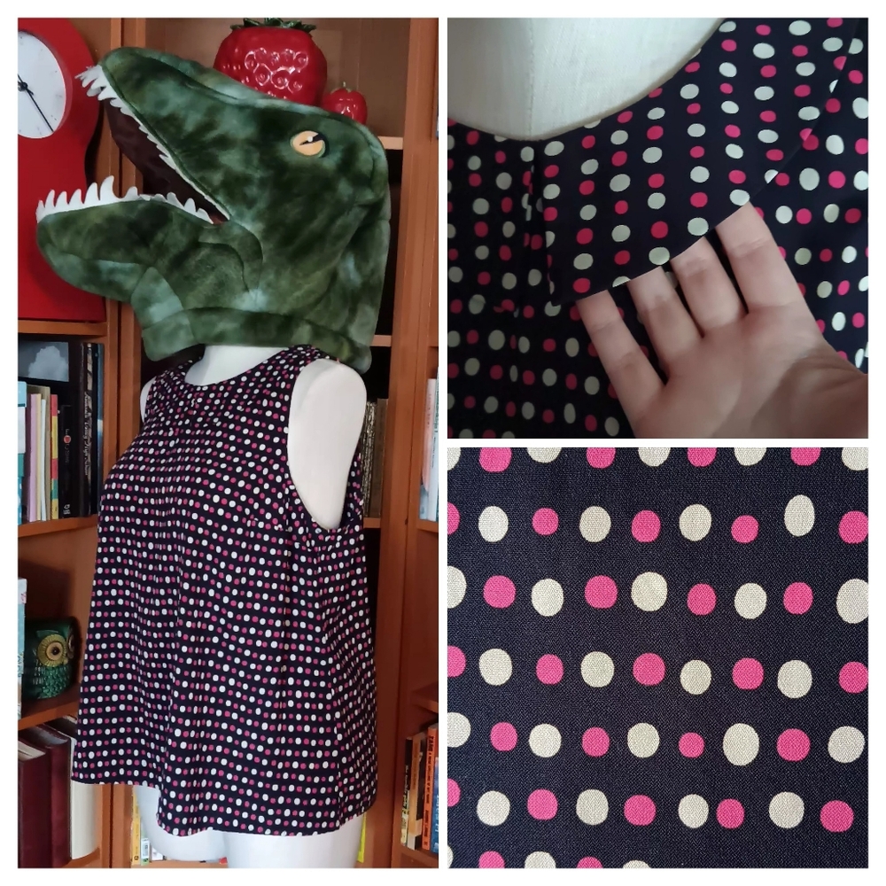 ModCloth Jessy B. Polka Dot Peter Pan Collar Sleeveless Blouse Top